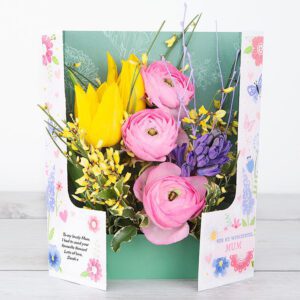 Purple Veronica, Tulips and Yellow Ranunculus Mother’s Day Flowercard