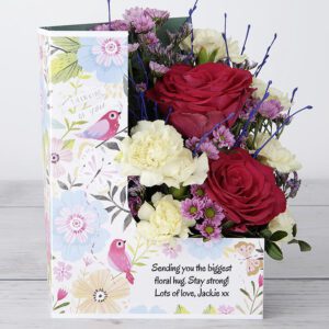Thinking Of You’ Flowers with Dutch Roses, Lemon Spray Carnations and Lilac Birch Twigs