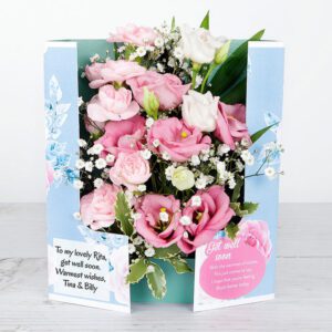 Get Well Soon Flowers with Pink Spray Carnations, Lisianthus, White Gypsophila and Pittosporum