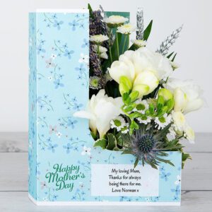 Mother’s Day Flowers with White Freesias, Spray Chrysanthemum, Santini’s, Lavender and Silver Wheat